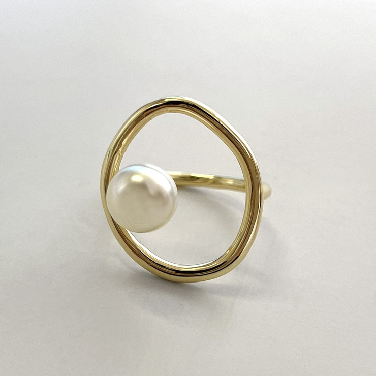 オーバルリング ゴールド アクセ パール リング シンプル 指輪