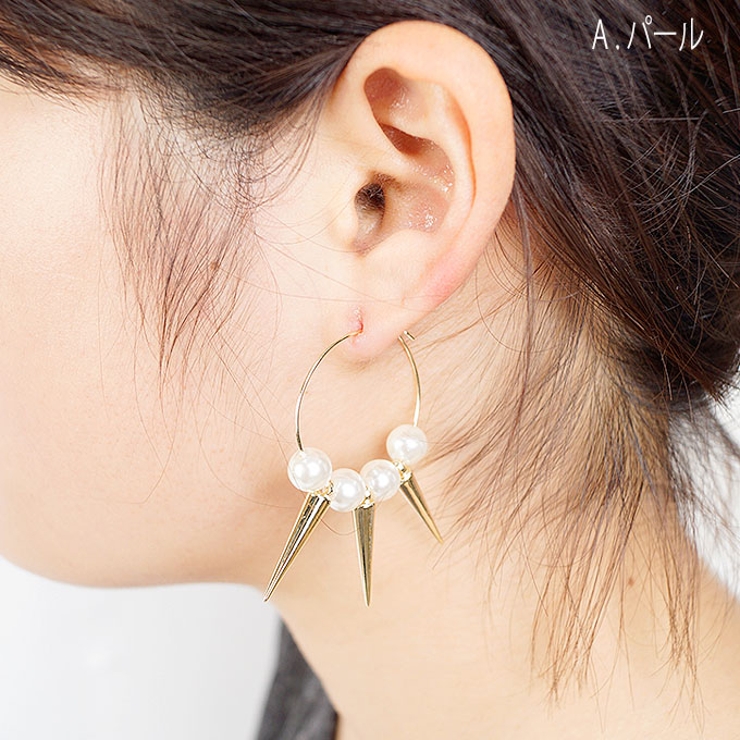 エッジの効いたゴールド×パールピアス(アクセサリー ジュエリー パール