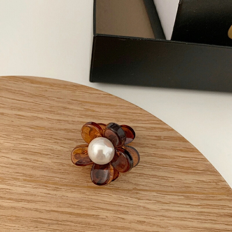 小花ヘアクリップ 花装飾クリップ パール花飾り[品番：COCW0004095