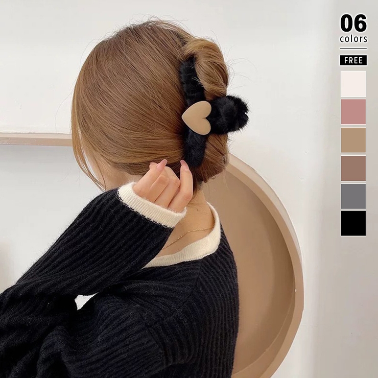 レディース 小物 ヘアアクセサリー もこもこ 髪留め ヘアクリップ 白