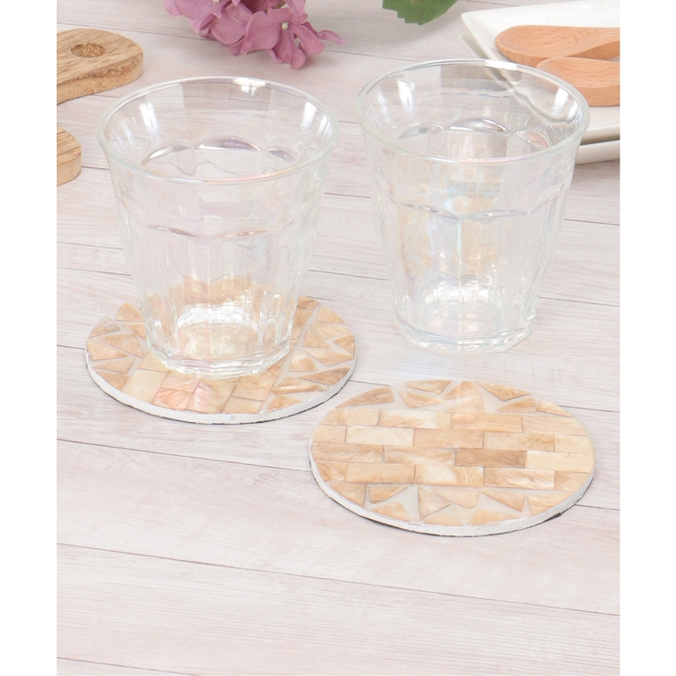 ゴールド | シェルコースターラウンド2枚 | Lbc with Life