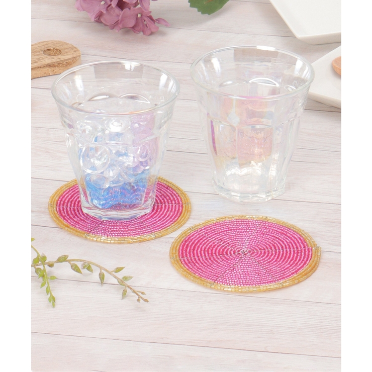 ピンク | ビーズコースターツインカラー2枚 | Lbc with Life