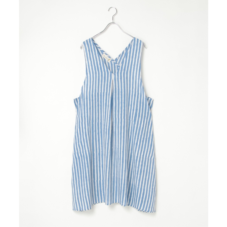 ブルー | エプロンストライプブロックプリント | Lbc with Life