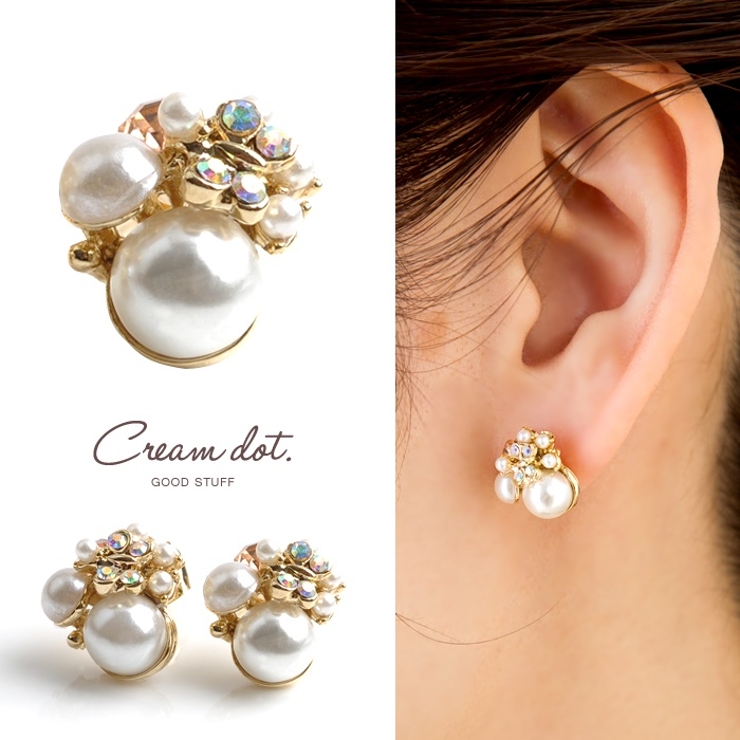 パヴェ ピアス レディース | CREAM-DOT | 詳細画像1 