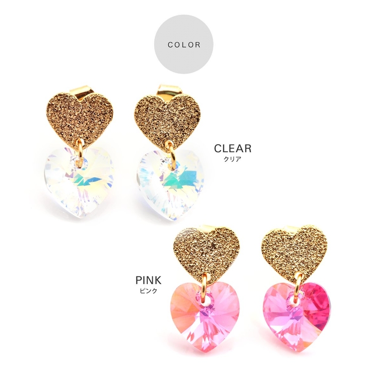 ティアドロップピアス 多面カットピアス ハート型ピアス | CREAM-DOT | 詳細画像3 