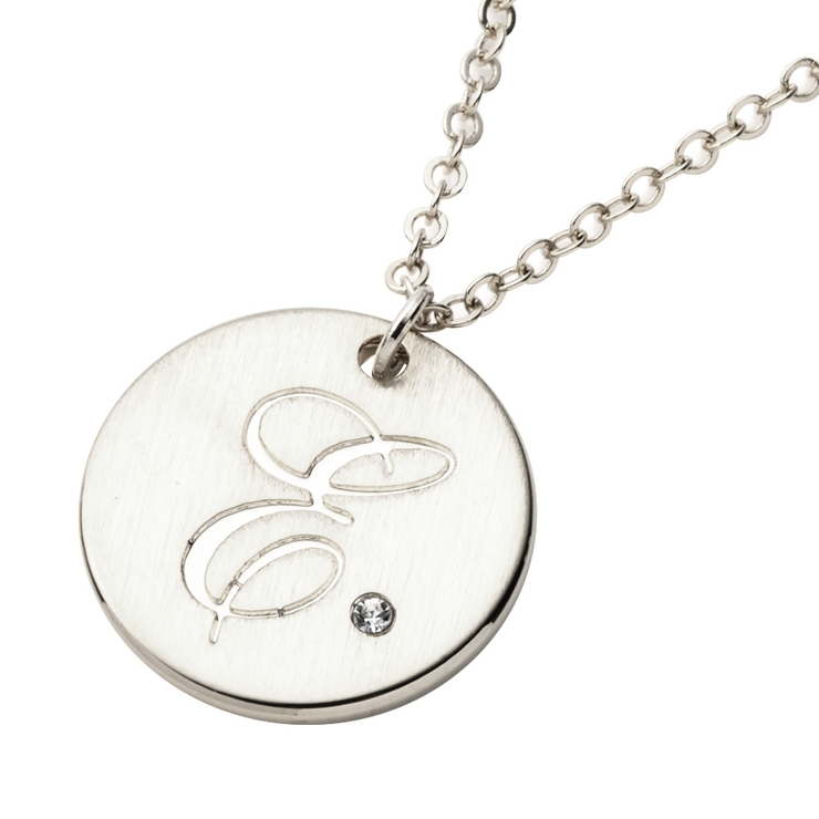 シルバー：E | ネックレス イニシャル ビジュー | CREAM-DOT