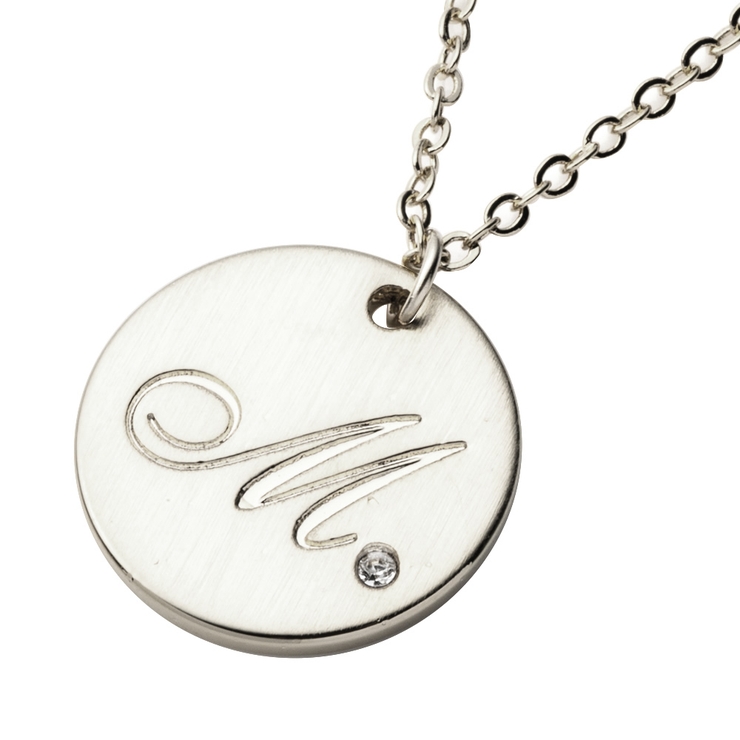 シルバー：M | ネックレス イニシャル ビジュー | CREAM-DOT