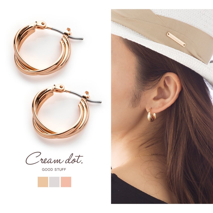 ピアス フープピアス 18kコーティング | CREAM-DOT | 詳細画像1 