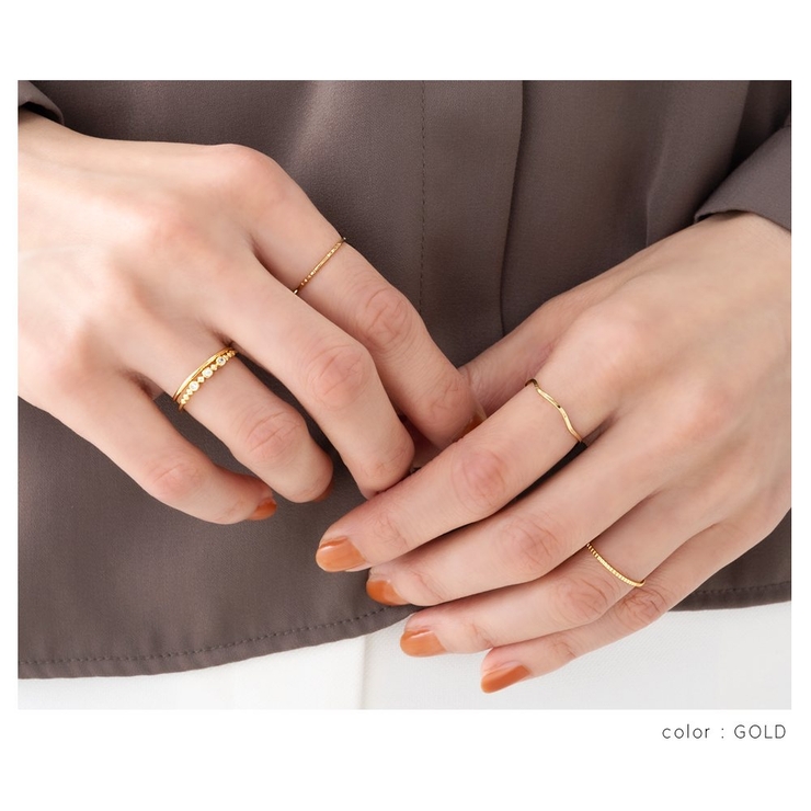 ゴールドリング 5個セットThin Ring 5 Set 5点セット リング 指輪[品番：CRMA0008383]｜CREAM-DOT