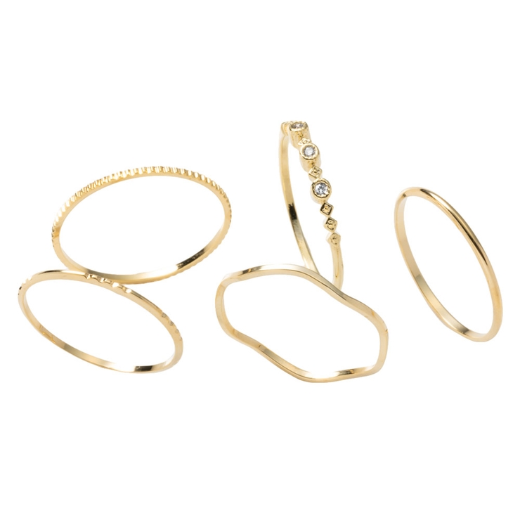 ゴールドリング 5個セットThin Ring 5 Set 5点セット リング 指輪[品番：CRMA0008383]｜CREAM-DOT