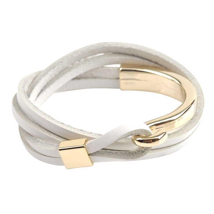 ホワイト | ブレスレット 本革 牛革 | CREAM-DOT