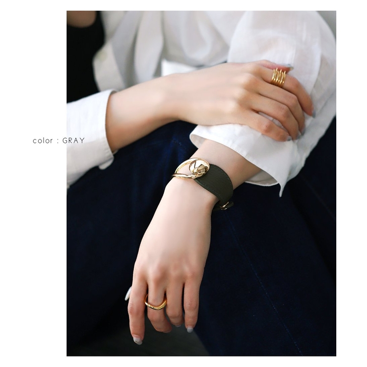 バングル ブレスレット リアルレザー | CREAM-DOT | 詳細画像8 