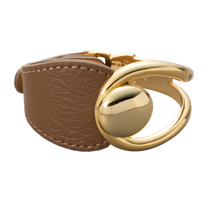 キャメル | バングル ブレスレット リアルレザー | CREAM-DOT