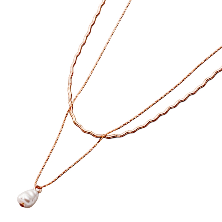 ピンクゴールド | 金属アレルギー対応 2点セット ネックレス | CREAM-DOT