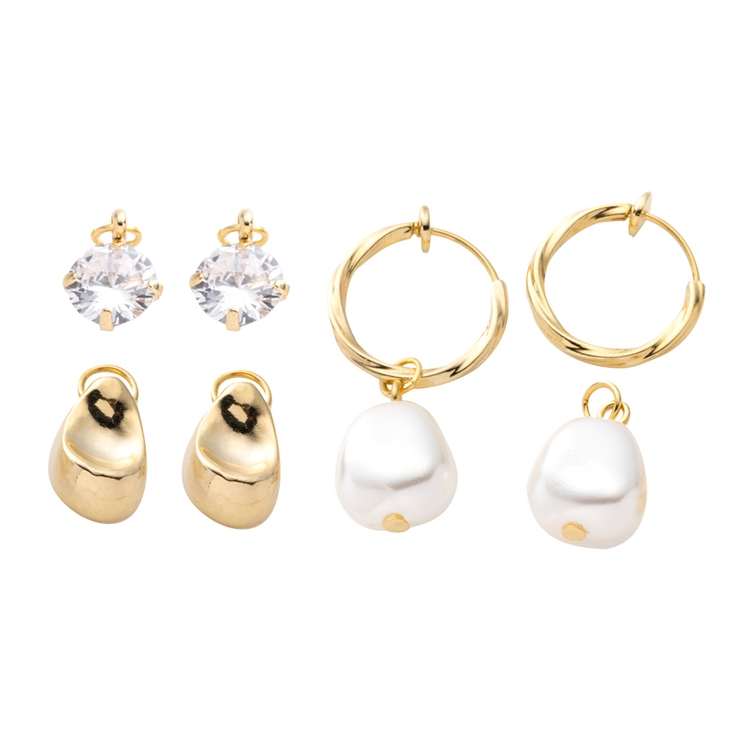 ゴールド | 4点セット イヤリング フープイヤリング | CREAM-DOT