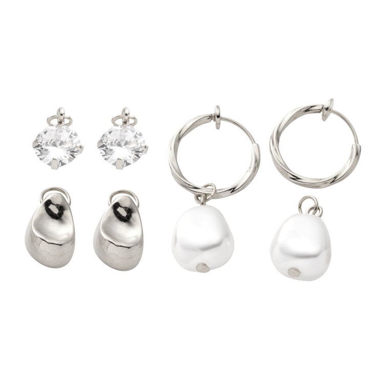 シルバー | 4点セット イヤリング フープイヤリング | CREAM-DOT