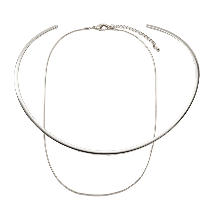 B：シルバー | 2点セット チョーカー チェーン | CREAM-DOT