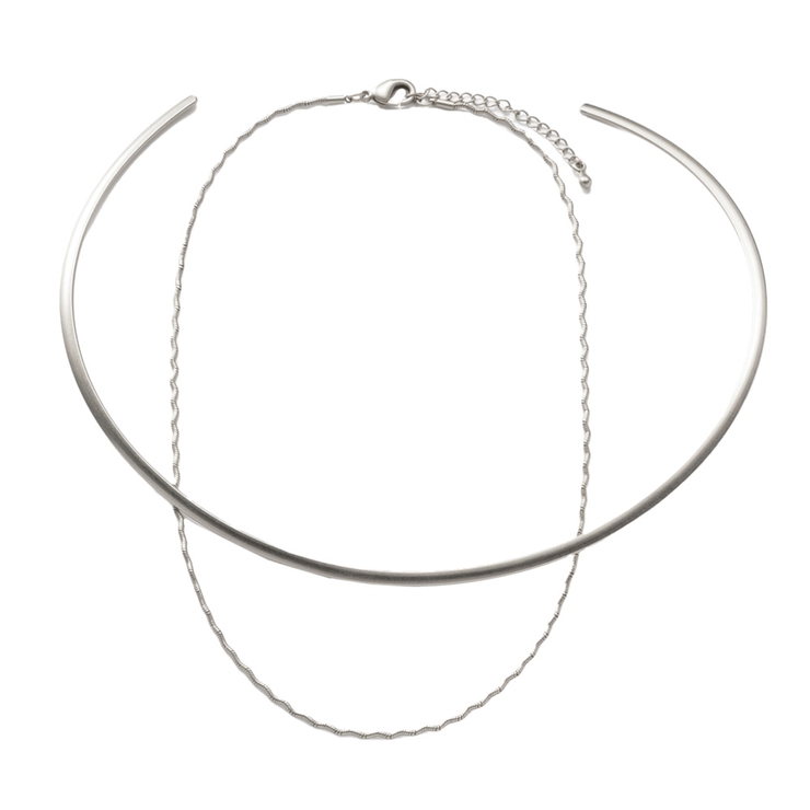 C：ヴィンテージシルバー | 2点セット チョーカー チェーン | CREAM-DOT