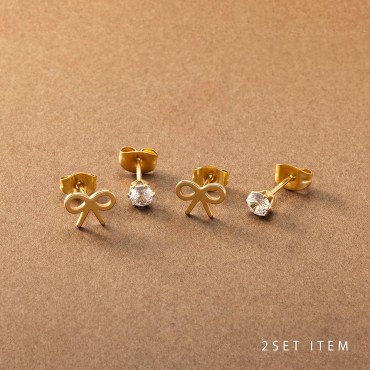 2点セット ステンレス製 ピアス | CREAM-DOT | 詳細画像1 