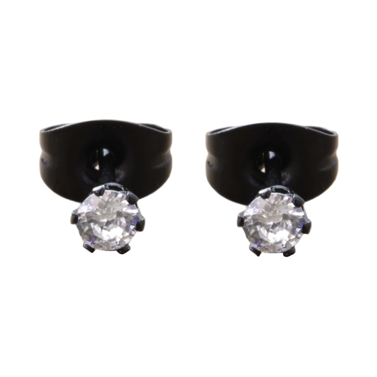 ラウンド：クリア×ブラック | ステンレス製 ピアス 金属アレルギー | CREAM-DOT