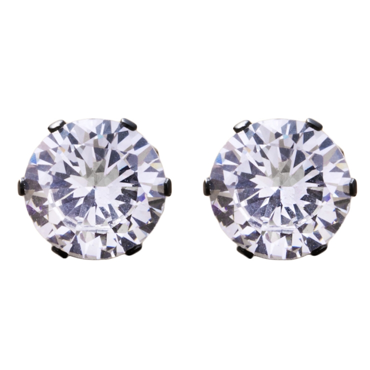 ラウンド：クリア×ブラック | ステンレス製 ピアス 金属アレルギー | CREAM-DOT