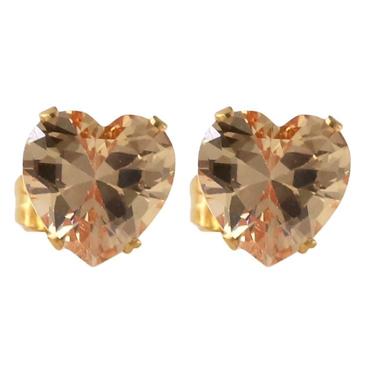 ハート：ベージュ×ゴールド | ステンレス製 ピアス 金属アレルギー | CREAM-DOT