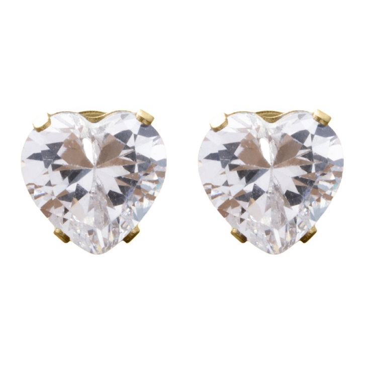 ハート：クリア×ゴールド | ステンレス製 ピアス 金属アレルギー | CREAM-DOT