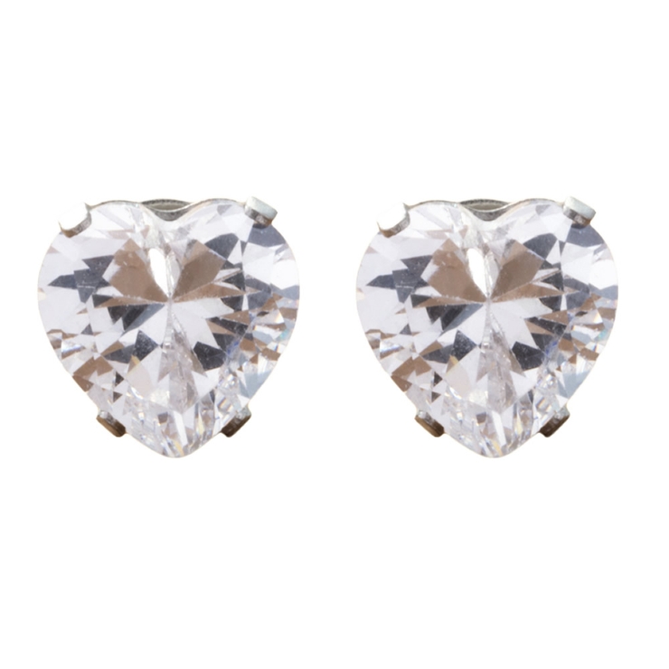 ハート：クリア×シルバー | ステンレス製 ピアス 金属アレルギー | CREAM-DOT