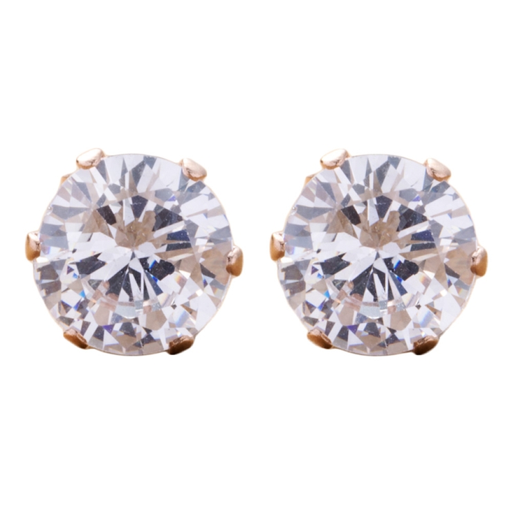 ラウンド：クリア×ピンクゴールド | ステンレス製 ピアス 金属アレルギー | CREAM-DOT