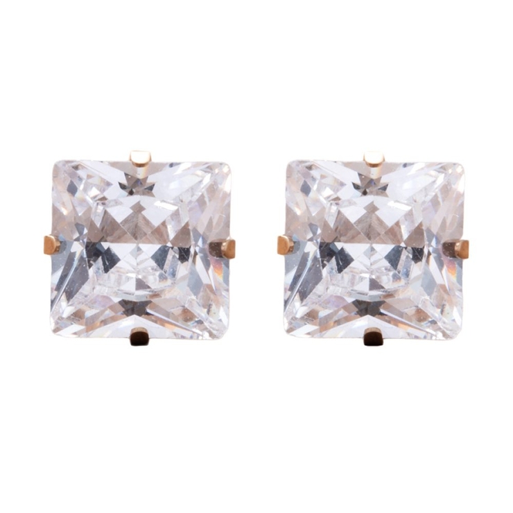 スクエア：クリア×ピンクゴールド | ステンレス製 ピアス 金属アレルギー | CREAM-DOT