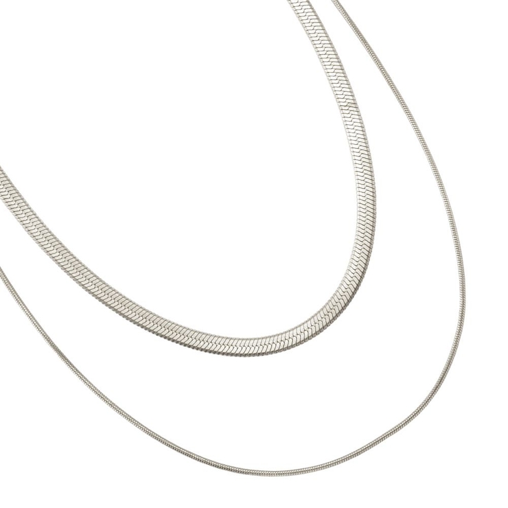 シルバー | 2点セット ステンレス製 ネックレス | CREAM-DOT