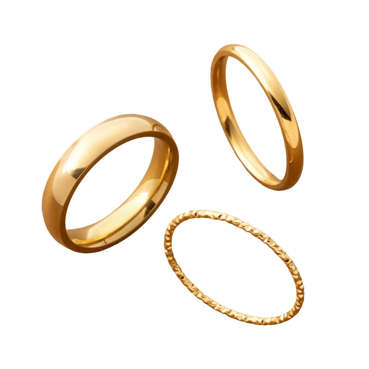 ゴールド | 3点セット ステンレス製 リング | CREAM-DOT