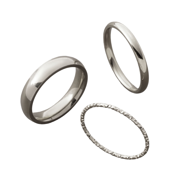 シルバー | 3点セット ステンレス製 リング | CREAM-DOT
