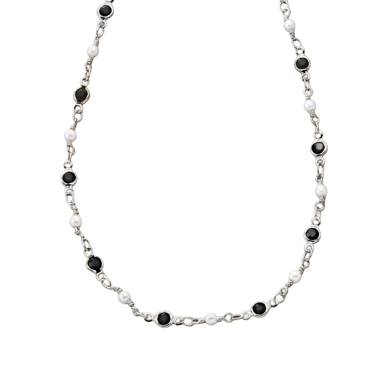 シルバー×ブラック | ネックレス 18kコーティング レディース | CREAM-DOT