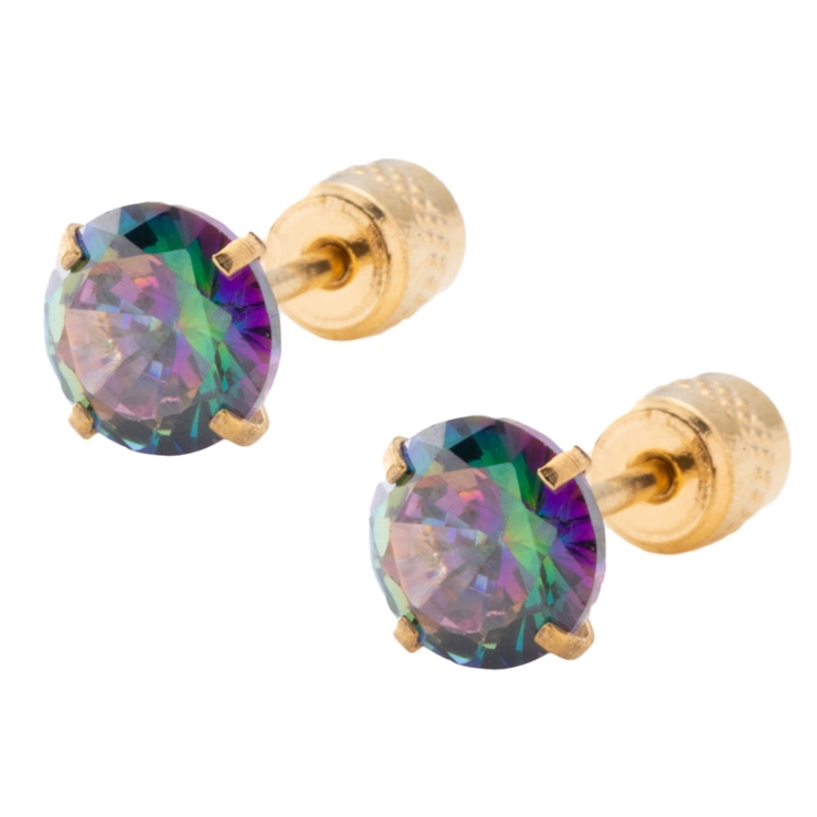 【限定色】ゴールド×オーロラ | 全80種類 ステンレス製 ピアス | CREAM-DOT