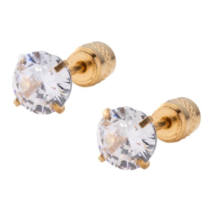 ゴールド×クリア | 全80種類 ステンレス製 ピアス | CREAM-DOT