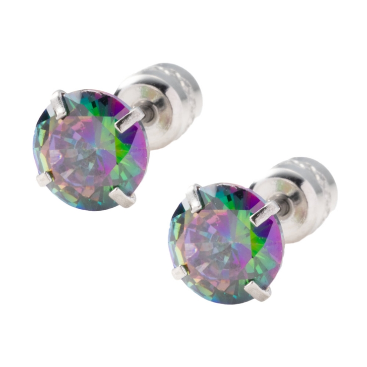 【限定色】シルバー×オーロラ | 全80種類 ステンレス製 ピアス | CREAM-DOT