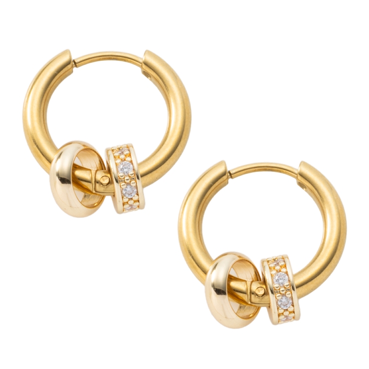 ゴールド | ステンレス製 ピアス フープピアス | CREAM-DOT