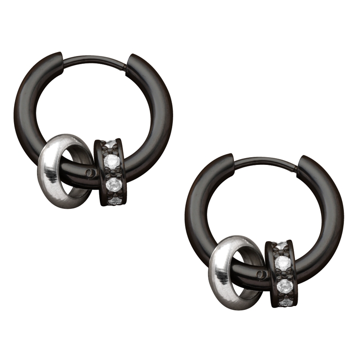 ミックスブラック | ステンレス製 ピアス フープピアス | CREAM-DOT