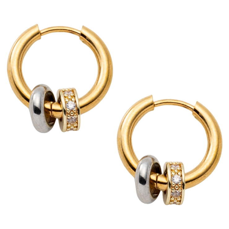 ミックスゴールド | ステンレス製 ピアス フープピアス | CREAM-DOT