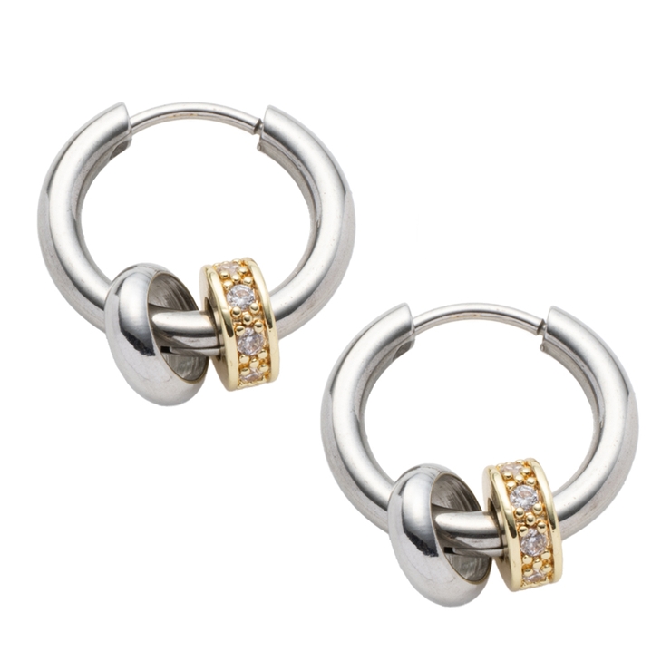 ミックスシルバー | ステンレス製 ピアス フープピアス | CREAM-DOT