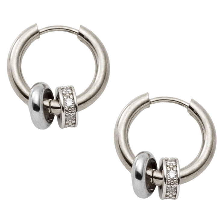 シルバー | ステンレス製 ピアス フープピアス | CREAM-DOT