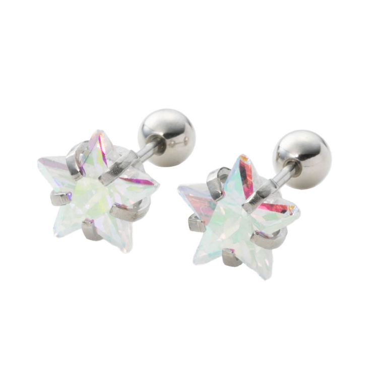 オーロラ×シルバー | ステンレス製 ピアス 金属アレルギー | CREAM-DOT