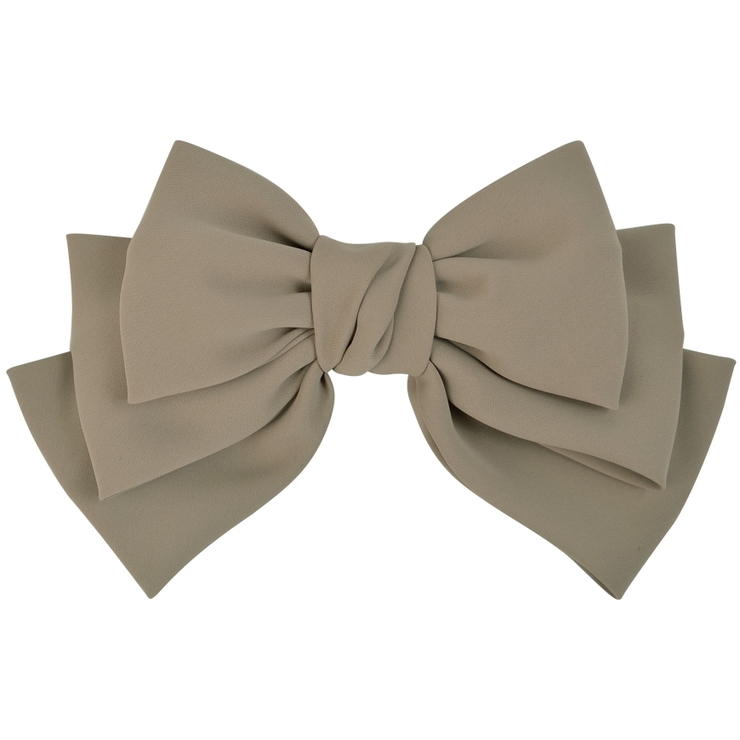 02.ベージュ | (ビッグとろみダブルリボンバレッタ&ゴム) バレッタ ヘアゴム | curvy's 