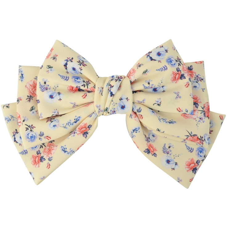 10.イエローフラワー | (ビッグとろみダブルリボンバレッタ&ゴム) バレッタ ヘアゴム | curvy's 