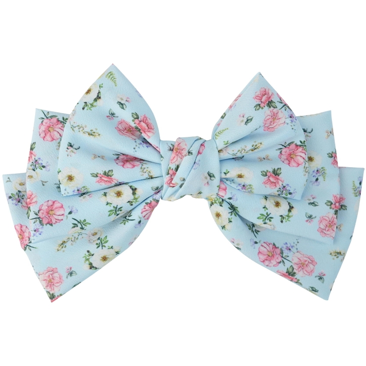 13.ライトブルーフラワー | (ビッグとろみダブルリボンバレッタ&ゴム) バレッタ ヘアゴム | curvy's 