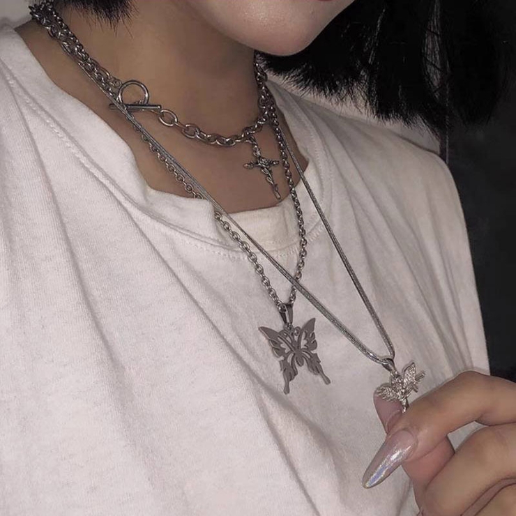 トリプルチェーンペンダントネックレス 全1色 ヴィジュアル系 | ililil | 詳細画像5 