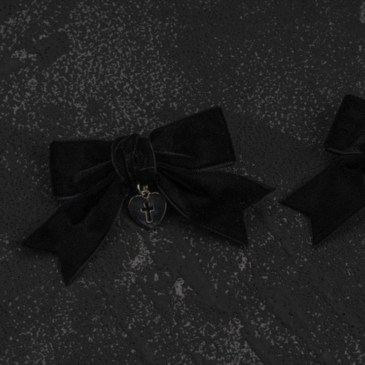 クロスハートリボンヘアピン 全1色(2個セット)ブラック 黒 | ililil | 詳細画像5 