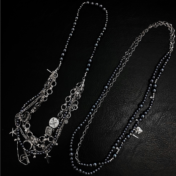 NOVESSEL多重パーツマルチデザインネックレス2Pセット 全1色