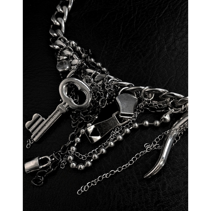 NOVESSEL【ノベセル】多重チェーンパーツデザインネックレス 全1色 ネック… | ililil | 詳細画像8 